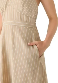 Women's Striped Halter Neck Midi Dress