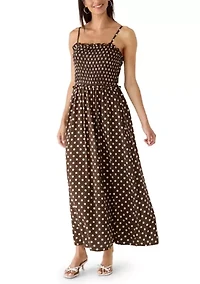 Women's Sleeveless Smock Bodice Midi Dress