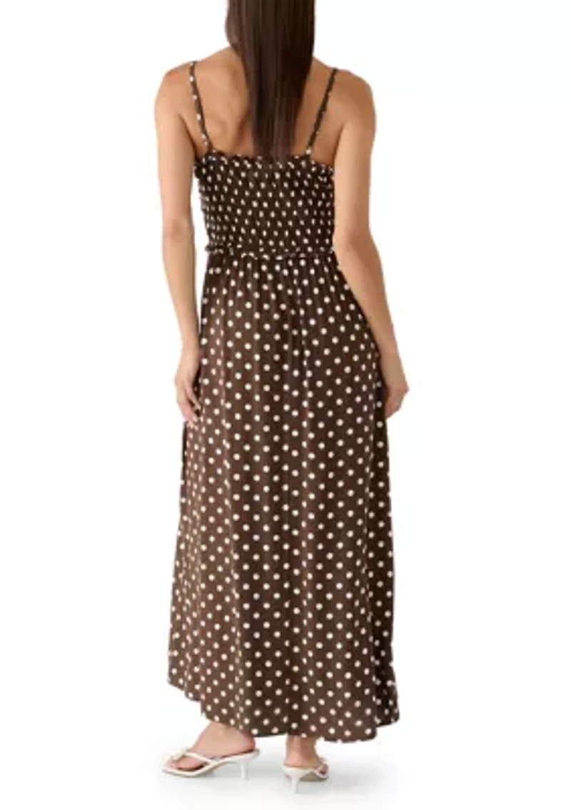Women's Sleeveless Smock Bodice Midi Dress