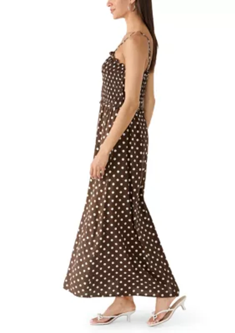 Women's Sleeveless Smock Bodice Midi Dress