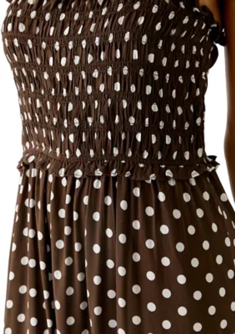 Women's Sleeveless Smock Bodice Midi Dress