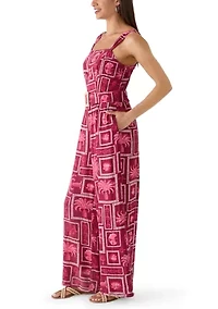 Women's Sleeveless Flare Belted Jumpsuit