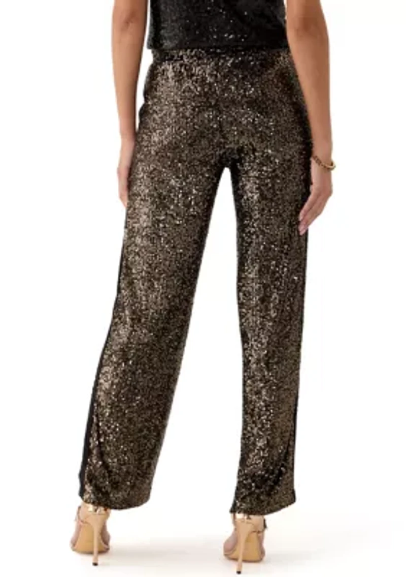 Women's Sequin Mix Wide Leg Pants