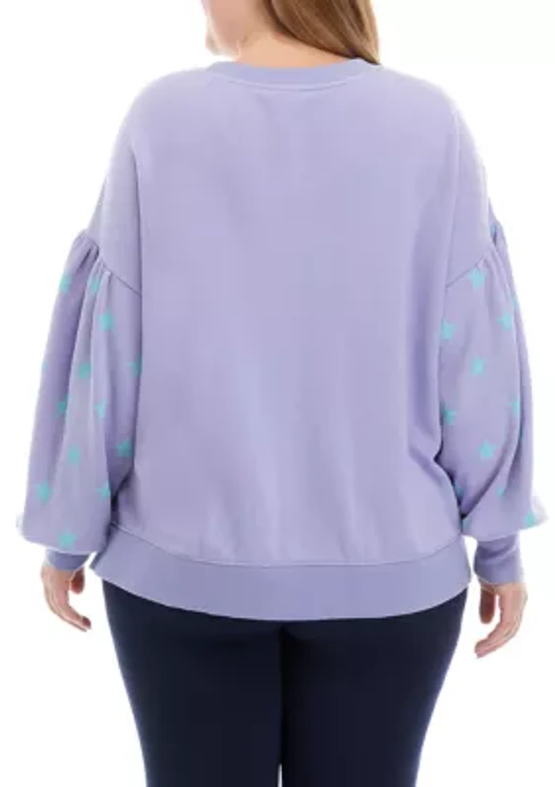 Plus Lantern Sleeve High Low Pullover