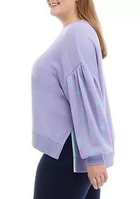 Plus Lantern Sleeve High Low Pullover