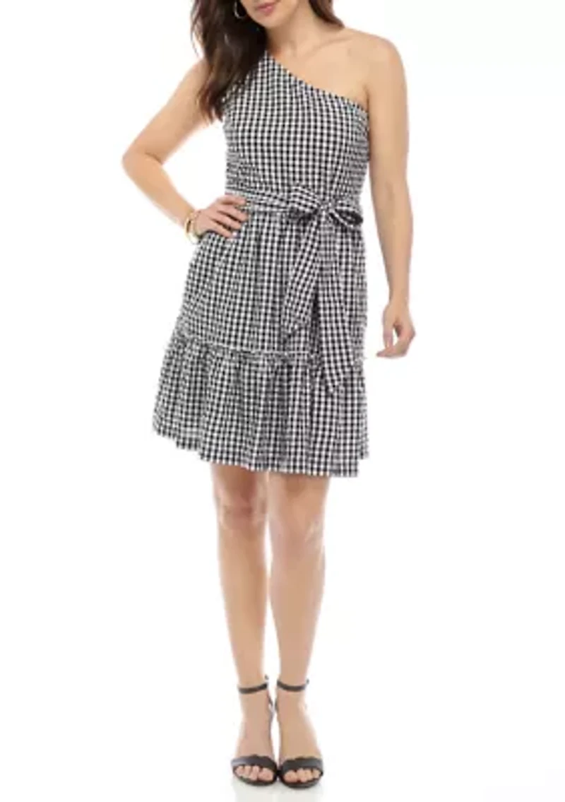 Women's One Shoulder Yarn Dyed Dress