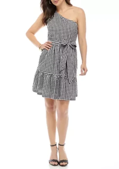 Women's One Shoulder Yarn Dyed Dress