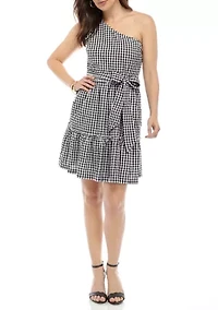 Women's One Shoulder Yarn Dyed Dress