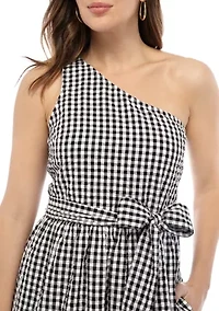 Women's One Shoulder Yarn Dyed Dress