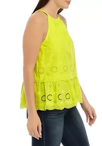 Petite Eyelet Sleeveless Blouse