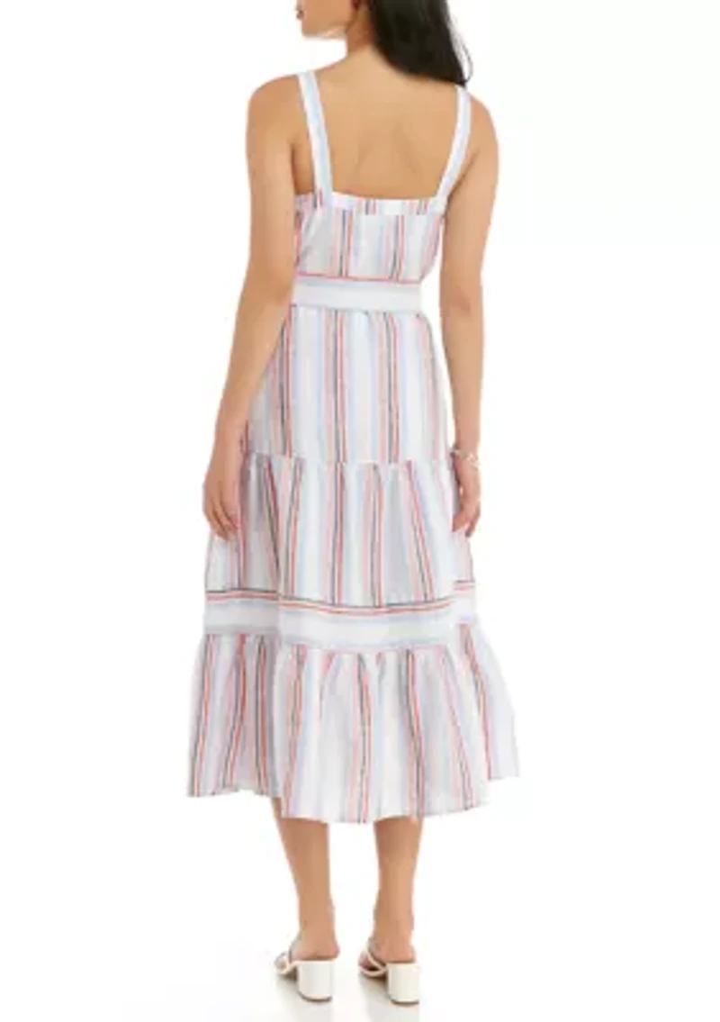 Petite Sleeveless Tiered Midi Dress