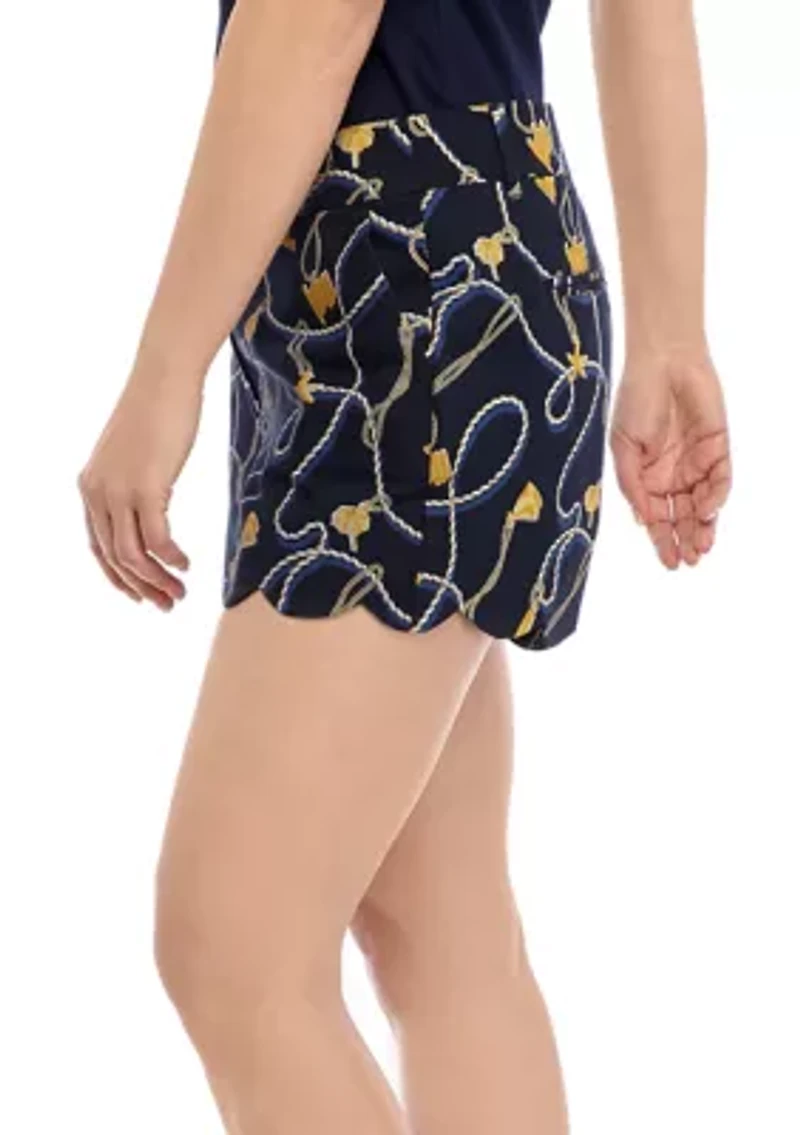 Petite Scallop Printed Shorts