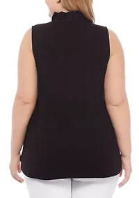 Plus Sleeveless Ruffle Neck Top
