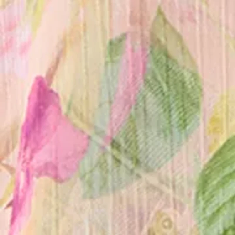 Women's Long Sleeve Ruffle Printed Sheer Blouse