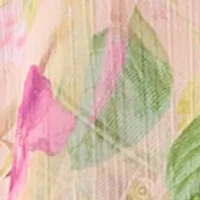 Women's Long Sleeve Ruffle Printed Sheer Blouse