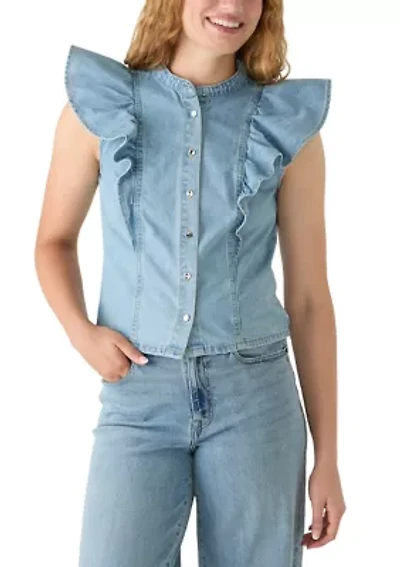 Women's Sleeveless Mandarin Collar Shirt