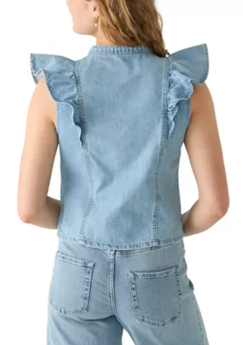Women's Sleeveless Mandarin Collar Shirt