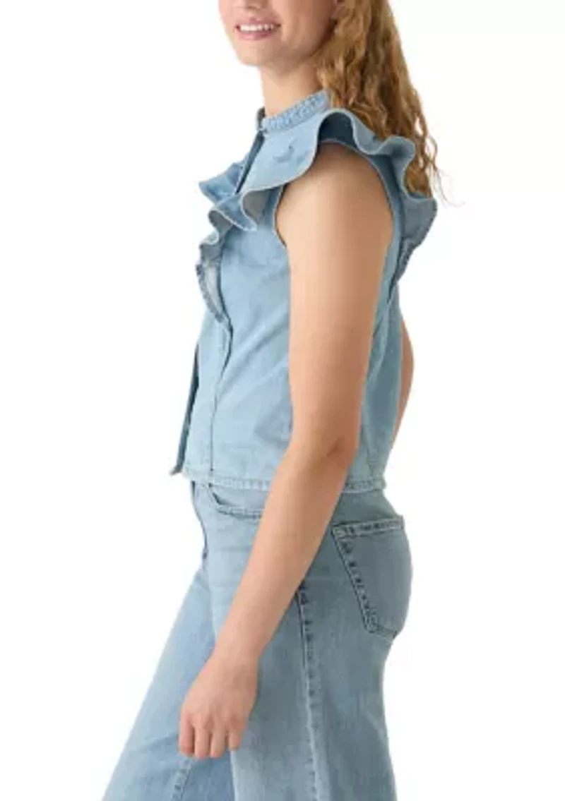 Women's Sleeveless Mandarin Collar Shirt