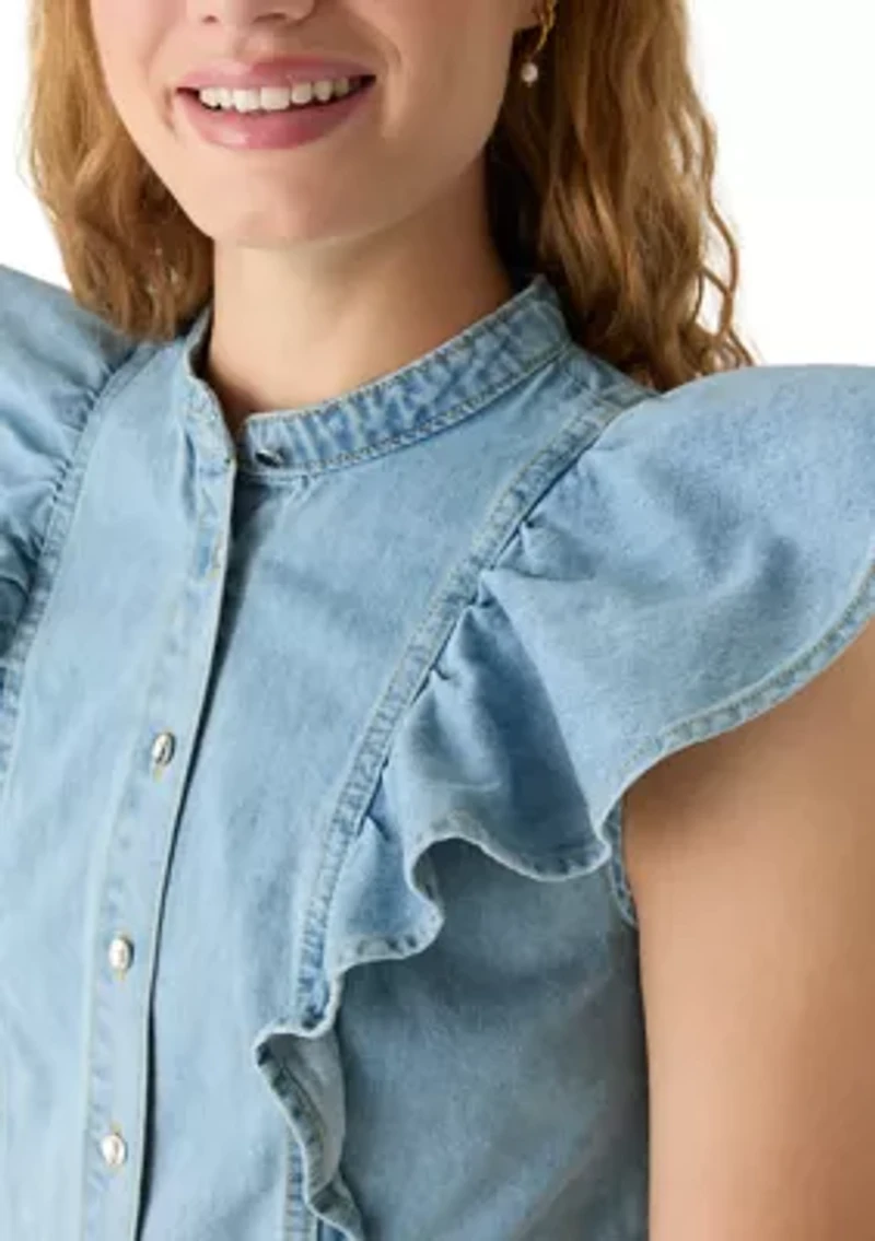 Women's Sleeveless Mandarin Collar Shirt
