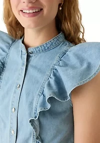 Women's Sleeveless Mandarin Collar Shirt