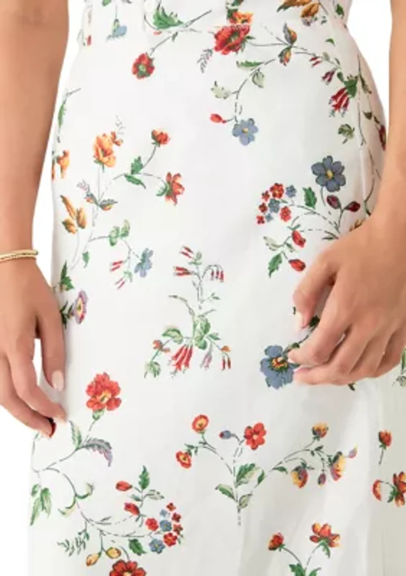Women's Floral A-Line Midi Skirt