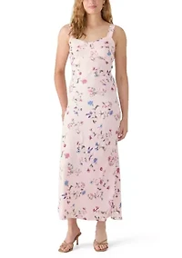 Women's Sleeveless Sweetheart Neck Floral Maxi Dress