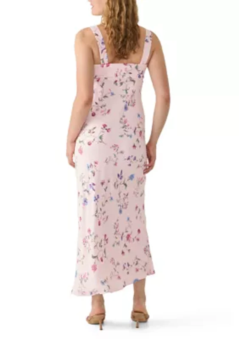 Women's Sleeveless Sweetheart Neck Floral Maxi Dress