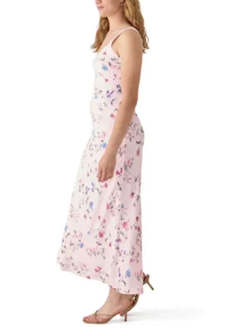 Women's Sleeveless Sweetheart Neck Floral Maxi Dress