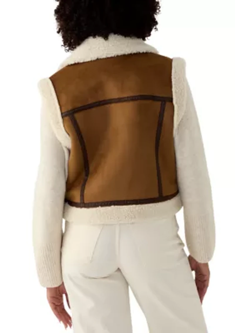 Women's Sherpa Lined Double Faced Faux Suede Vest