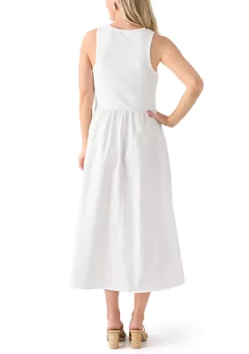 Women's Sleeveless Mixed Media Midi Dress