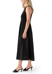 Women's Sleeveless Mixed Media Midi Dress