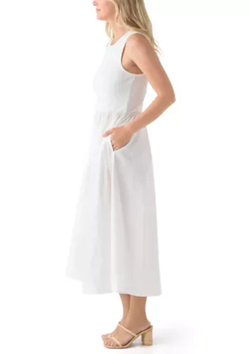 Women's Sleeveless Mixed Media Midi Dress