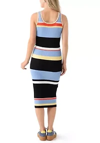 Women's Sleeveless Scoop Neck Fitted Midi Dress
