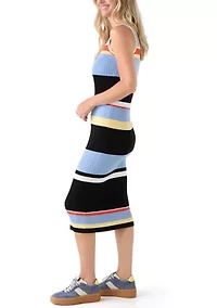 Women's Sleeveless Scoop Neck Fitted Midi Dress