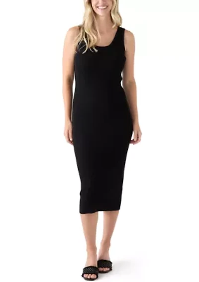 Women's Sleeveless Scoop Neck Fitted Midi Dress