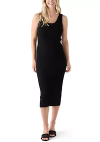 Women's Sleeveless Scoop Neck Fitted Midi Dress