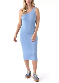 Women's Sleeveless Scoop Neck Fitted Midi Dress