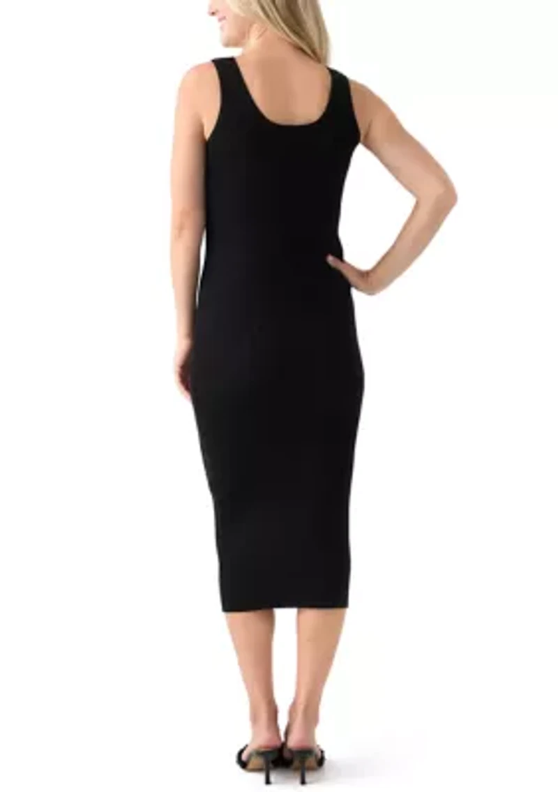 Women's Sleeveless Scoop Neck Fitted Midi Dress