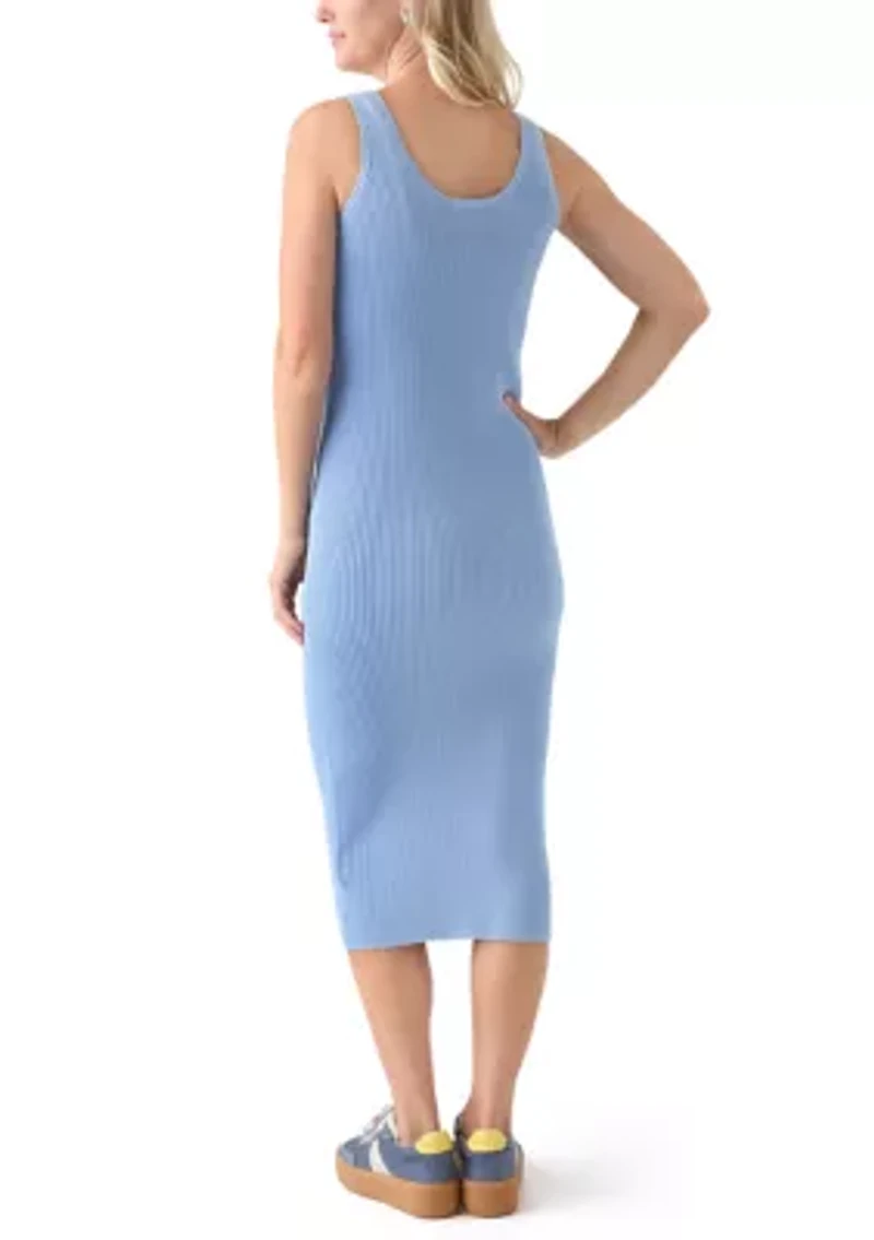 Women's Sleeveless Scoop Neck Fitted Midi Dress