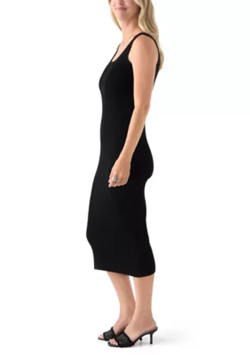 Women's Sleeveless Scoop Neck Fitted Midi Dress