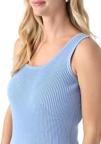 Women's Sleeveless Scoop Neck Fitted Midi Dress