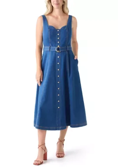 Women's Sleeveless Sweetheart Neck Fit and Flare Dress