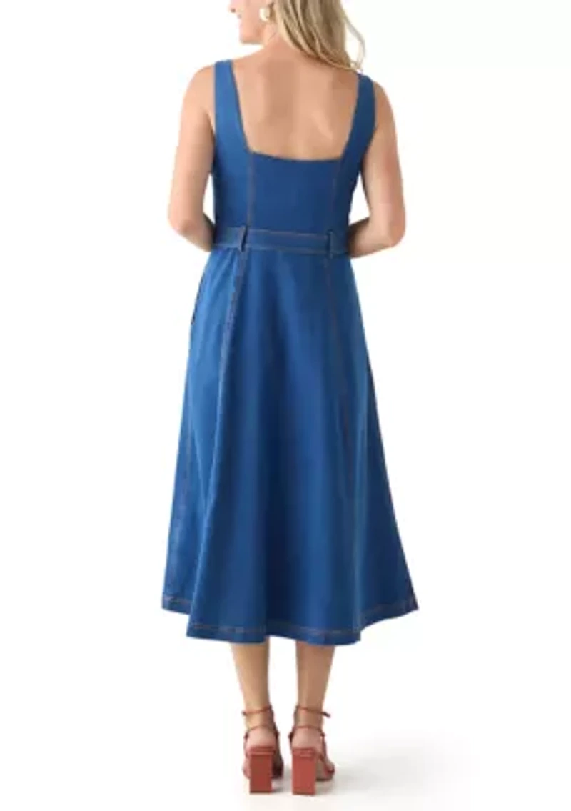 Women's Sleeveless Sweetheart Neck Fit and Flare Dress