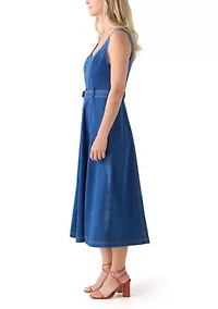 Women's Sleeveless Sweetheart Neck Fit and Flare Dress