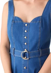 Women's Sleeveless Sweetheart Neck Fit and Flare Dress