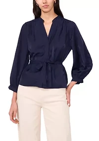 Women's 3/4 Sleeve Blouse with Tie Waist Detail