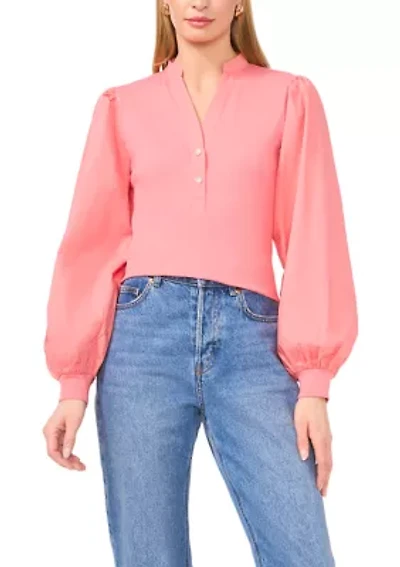 Women's Ribbed Knit Long Sleeve Blouse