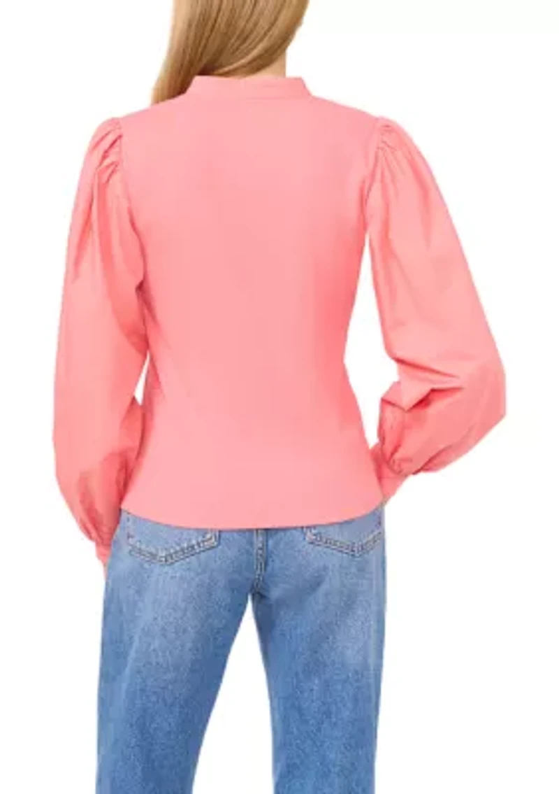 Women's Ribbed Knit Long Sleeve Blouse