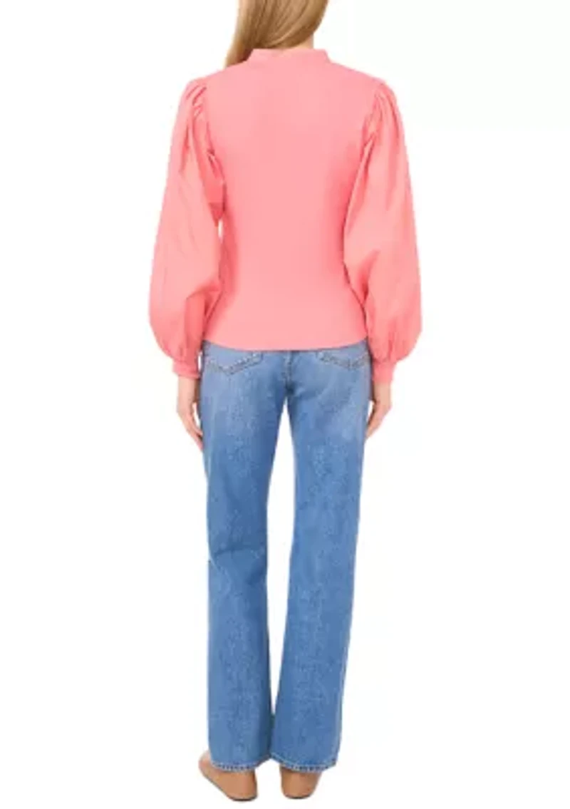 Women's Ribbed Knit Long Sleeve Blouse