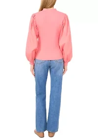 Women's Ribbed Knit Long Sleeve Blouse